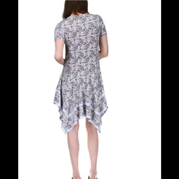 Paisley Striped Handkerchief-Hem Dress M - Picture 2 of 8